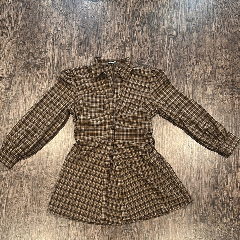 Plaid Brown Mini Dress